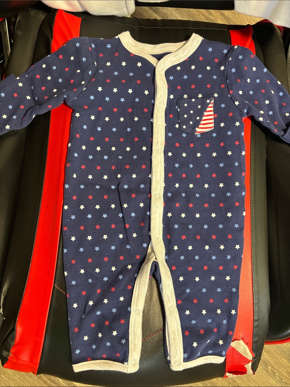 Navy Star Print Baby Footed Romper with